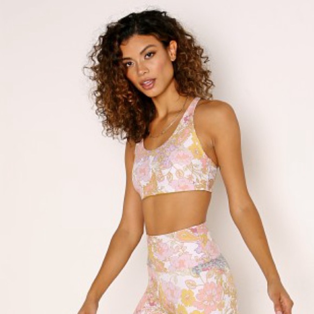 Beach Riot Rocky Top Sports Bra Harvest Gold Paisley